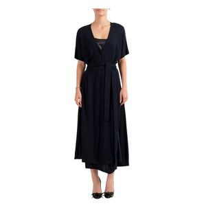 Boss Women's "Efiana" Blue Fit & Flare Short Sleeve Wrap Belted Dress US XS